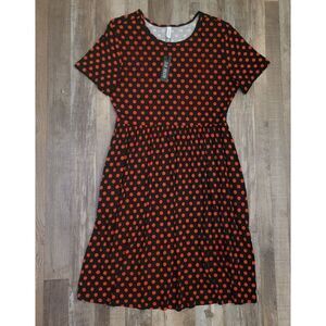DB Moon size Large Women’s Black Polka Dot Short Sleeve Dress NWT